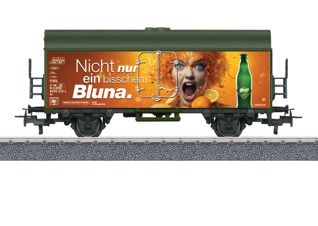 Refrigerator Car - 3-Rail - Ready to Run -- Bluna (Era VI, brown, color graphics, gray)-3