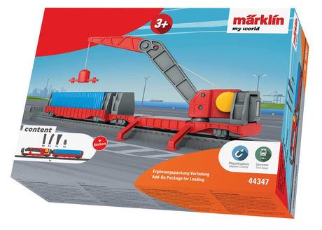 Container Crane Loading Add-On Package for My World Battery Train Sets -- Crane Car, Container Car, Siding Track-1