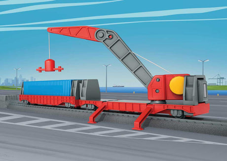 Container Crane Loading Add-On Package for My World Battery Train Sets -- Crane Car, Container Car, Siding Track-3