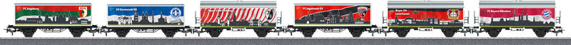 Bundesliga Car Set #1 - 3-Rail - Ready to Run -- 3 Each Loaded Container Flatcars & Reefers w/2017/2018 Bundesliga Graphics