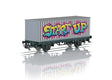 Container Flatcar w/30' Container - 3-Rail - Ready to Run - Start Up -- Black, Gray, Graffiti-1