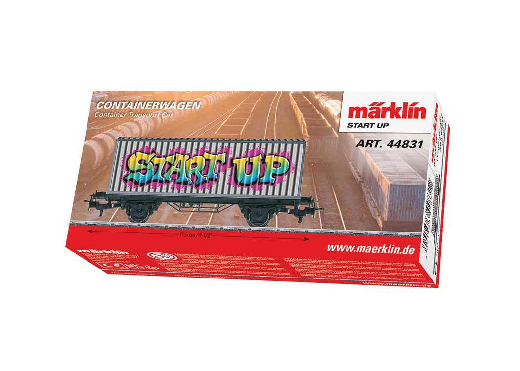 Container Flatcar w/30' Container - 3-Rail - Ready to Run - Start Up -- Black, Gray, Graffiti-3
