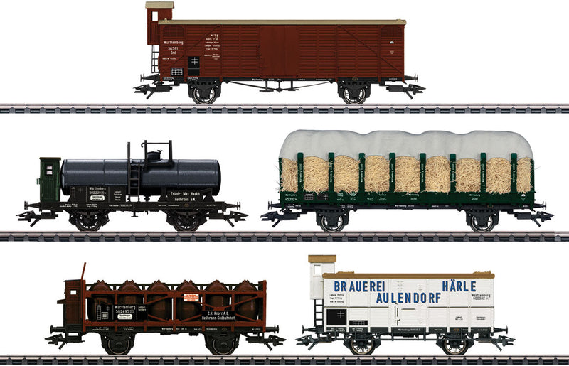 175 Years of Railroading in Wurttemberg 5-Car Set - 3-Rail - Ready to Run -- Mixed Era I Schemes and Car Types