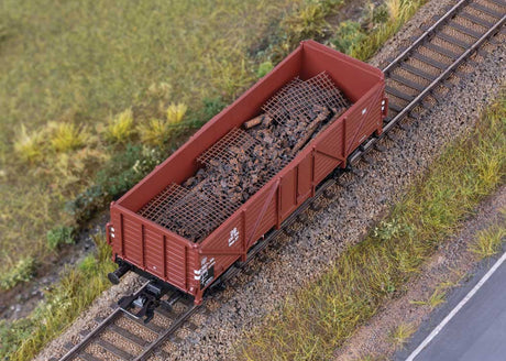 Type Omm 37 High-Side Gondola - 3-Rail - Ready to Run -- German Federal Railroad DB (Era III 1950s, Boxcar Red)-2