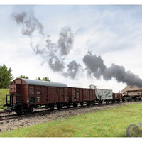 Era II 7 Freight Car Set - 3-Rail - Ready to Run -- German State Railroad DRB - 2 Gondolas, 2 Boxcars, 2 Log Cars, Beer Reefer
