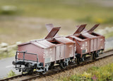 Type 1520 B Double Covered Gondola Pair - 3-Rail - Ready to Run -- Belgian State Railways SNCB (Era III 1960, Weathered, Boxcar Red)-2