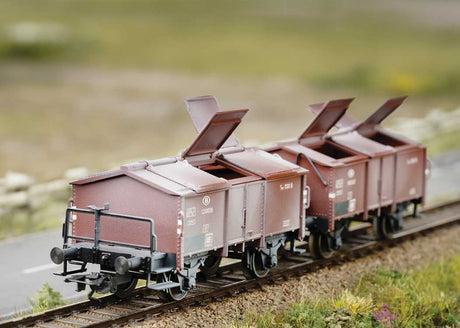 Type 1520 B Double Covered Gondola Pair - 3-Rail - Ready to Run -- Belgian State Railways SNCB (Era III 1960, Weathered, Boxcar Red)-2