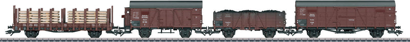 Type GI Boxcar, Om Gondola, Gr Boxcar R Flatcar 4-Car Set - 3-Rail Ready to -- German State Railroad Company DRG (Era II, Boxcar Red)