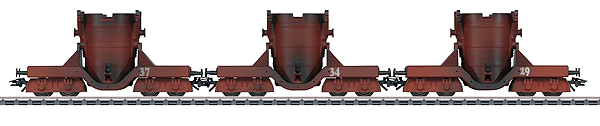 Molten Crude Iron Car 3-Pack - 3-Rail - Ready to Run -- #29, 34, 37 (brown, weathered)