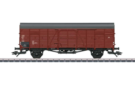 Type Gbkl 238 Wood Boxcar - 3-Rail - Ready to Run -- German Federal Railroad DB (Era IV 1972, Boxcar Red, gray)