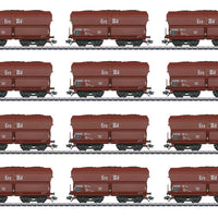 Type Fad 155 Erz IIId Hopper with Ore Load 12-Pack - 3-Rail - Ready to Run -- German Federal Railroad DB (Era IV 1960s, Boxcar Red)