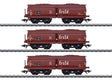 Type Erz Id OOtz 44 Hopper with Iron Ore Load 3-Pack - 3-Rail - Ready to Run -- German Federal Railroad DB (Era III 1952, Boxcar Red)-1