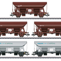Type Tds Hopper 5-Pack - 3-Rail - Ready to Run -- 3 Luxembourg State State Railways CFL (Boxcar Red), 2 Wagon Care Capital WC