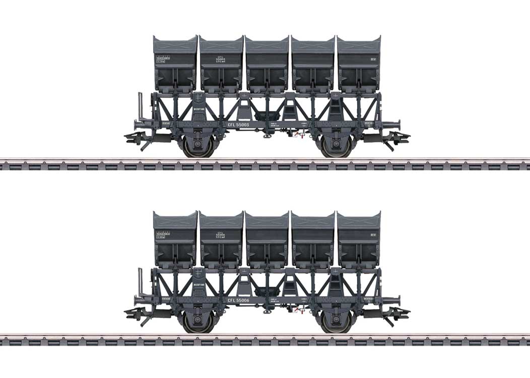 Type STCwf 2-Axle Dump Car 2-Pack - 3-Rail - Ready to Run -- Luxembourg State Railways CFL (Era III 1950s, gray)