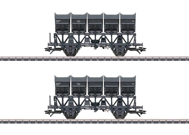 Type STCwf 2-Axle Dump Car 2-Pack - 3-Rail - Ready to Run -- Luxembourg State Railways CFL (Era III 1950s, gray)