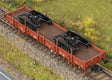 Type Ks 446 Stake Car with Y25 Truck Load - 3-Rail - Ready to Run -- German Railroad DB AG (Era V 2003, Boxcar Red)-1