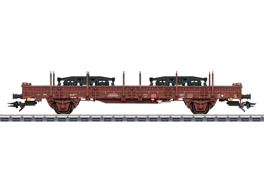 Type Ks 446 Stake Car with Y25 Truck Load - 3-Rail - Ready to Run -- German Railroad DB AG (Era V 2003, Boxcar Red)-2