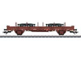 Type Ks 446 Stake Car with Y25 Truck Load - 3-Rail - Ready to Run -- German Railroad DB AG (Era V 2003, Boxcar Red)-2