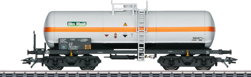 4-Axle Gas Tank Car - 3-Rail Ready to Run -- On Rail (Era V, white, orange, Chlorine Service)