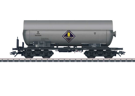 Type ZE Pressurized Gas Tank Car - 3-Rail - Ready to Run -- Dansk Flaskegas (Era III, gray, black, yellow)