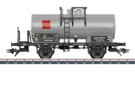 2 Axle Tank Car with Brakeman Platform - 3-Rail - Ready to Run -- Zeller+Gmelin (Era IV 1971, gray, black, red)