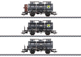 2-Axle 3-Compartment Tank Car 3-Pack - 3-Rail - Ready to Run -- British Petroleum BP & German Federal Railroad DB (Era III 1950s, gray, blac-1
