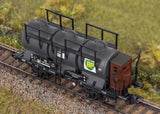 2-Axle 3-Compartment Tank Car 3-Pack - 3-Rail - Ready to Run -- British Petroleum BP & German Federal Railroad DB (Era III 1950s, gray, blac-2