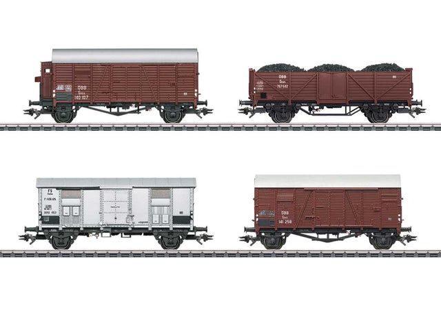 Class 52 Freight 4-Car Set - 3-Rail - Ready to Run -- 1 Each: Gms Box w/Brakeman Cab, Omm Gondola, Gms Box, Tipo F Box (Era III)