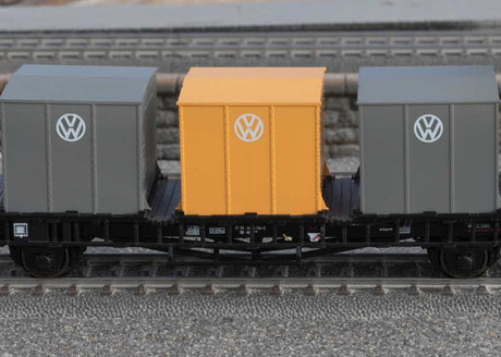 Type Laabs Container Transport Car 2-Pack w/VW Containers - 3-Rail - Ready to -- German Federal Railroad DB (Era IV, black)-3