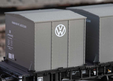 Type Laabs Container Transport Car 2-Pack w/VW Containers - 3-Rail - Ready to -- German Federal Railroad DB (Era IV, black)-5