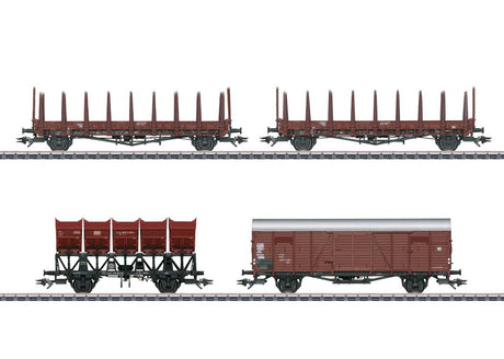 Era IV 1973 Freight 4-Car Set - 3-Rail - Ready to Run -- 2 Klms 440 Gondolas, F-z 120 Dump Car, Hbck Box German Federal Railroad DB