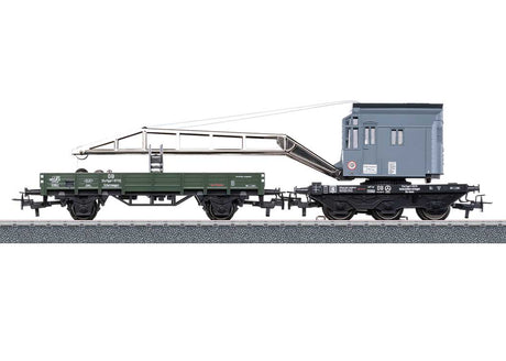Railroad Crane & Boom Car - 3-Rail - Ready to Run - Digital -- German Federal Railroad DB (Era IV, gray, silver, black)-2