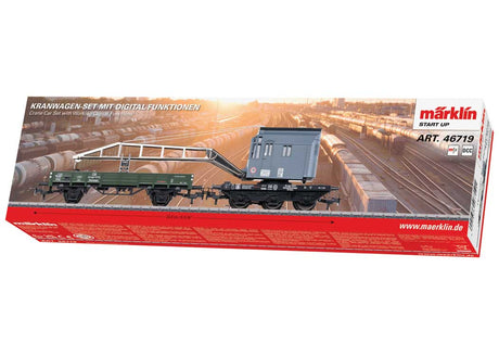 Railroad Crane & Boom Car - 3-Rail - Ready to Run - Digital -- German Federal Railroad DB (Era IV, gray, silver, black)-3