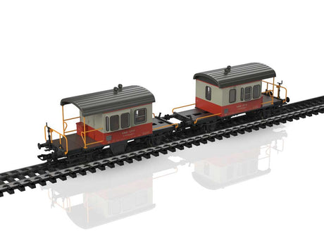 Swiss Express Sputnik Type Db Escort Car 2-Pack - 3-Rail - Ready to Run -- Swiss Federal Railways SBB/CFF/FFS (Era IV 1975, gray, orange)-1