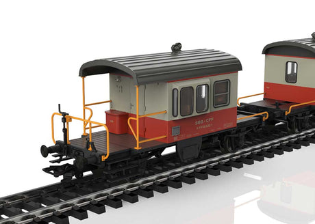 Swiss Express Sputnik Type Db Escort Car 2-Pack - 3-Rail - Ready to Run -- Swiss Federal Railways SBB/CFF/FFS (Era IV 1975, gray, orange)-3