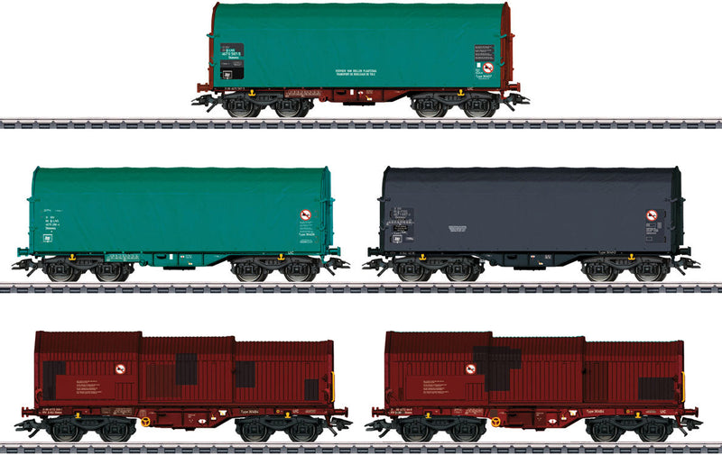 3 Type Shimmns Sliding Tarp, 2 Shimms Telescope Cars - 3-Rail - Ready to Run -- Belgian State Railways SNCB (Era VI 2020)