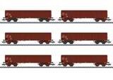 Type Eas 5949 & 5971 Gondola w/Coal Load 6-Pack- 3-Rail - Ready to Run -- German Federal Railroad DB (Era IV & V 1950s, Boxcar Red)-1