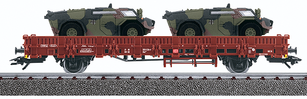 4MFOR Metal Military Mission(R) Modern German Army (BW) Diecast Models -- Kbs 443 Flatcar w/2 "Fennek" Reconnaissance Vehicles