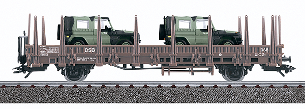 4MFOR Danish Army - Railroad Equipment (Die Cast Model) -- Type Kbs Low Side Car w/2 Mercedes-Benz G Wolf Vehicle
