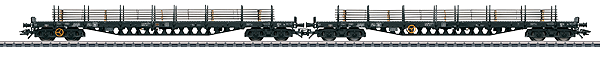 Flatcar w/Sheet Steel Load 2-Car Set - 3-Rail - Ready to Run -- 1 Each Rs 683 & Rs 684 (Era IV, black)