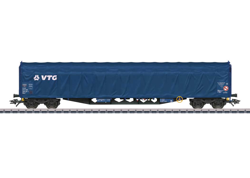 Type Rilns Sliding-Tarp Car - 3-Rail - Ready to Run -- AAE Cargo VTG (Era VI 2015, blue, white)