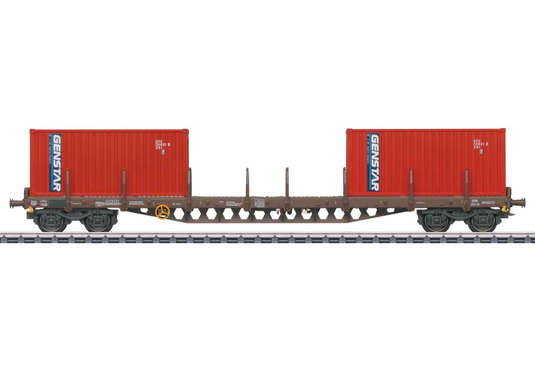 Type Rs 684 Stake Car with Container Load - 3-Rail - Ready to Run -- Danish State Railways DSB (Era V 1997, black)