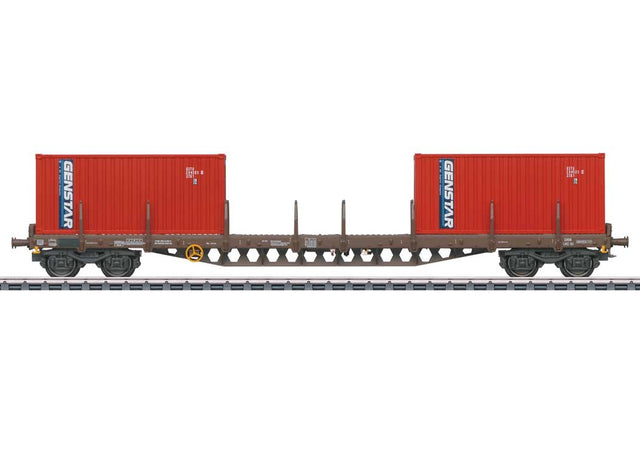 Type Rs 684 Stake Car with Container Load - 3-Rail - Ready to Run -- Danish State Railways DSB (Era V 1997, black)