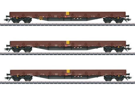 Type Res-x Low-Side Car 3-Pack - 3-Rail - Ready to Run -- German Railroad DB AG (Era VI 2018, Boxcar Red, yellow)-1