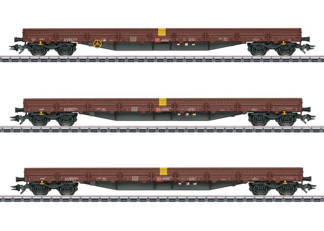 Type Res-x Low-Side Car 3-Pack - 3-Rail - Ready to Run -- German Railroad DB AG (Era VI 2018, Boxcar Red, yellow)-1