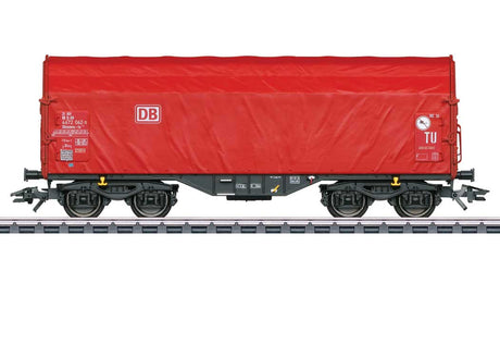 Type Shimmns-tu 718 Sliding Tarp Car - 3-Rail - Ready to Run -- German Railroad Inc. DBAG (Era VI 2017, red)