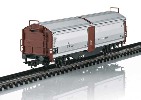 Ts-51, Tes-t58, 2 Tbes-t-66 Sliding Roof/Sliding Wall Set - 3-Rail - Ready t -- German Federal Railroad DB (Era III, Boxcar Red, silver)-1