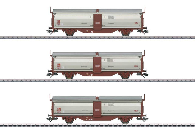 Type Tbis Sliding Roof/Sliding Wall Car 3-Pack - 3-Rail - Ready to Run -- Swedish State Railways SJ (Era IV 1985, Boxcar Red, silver)-1