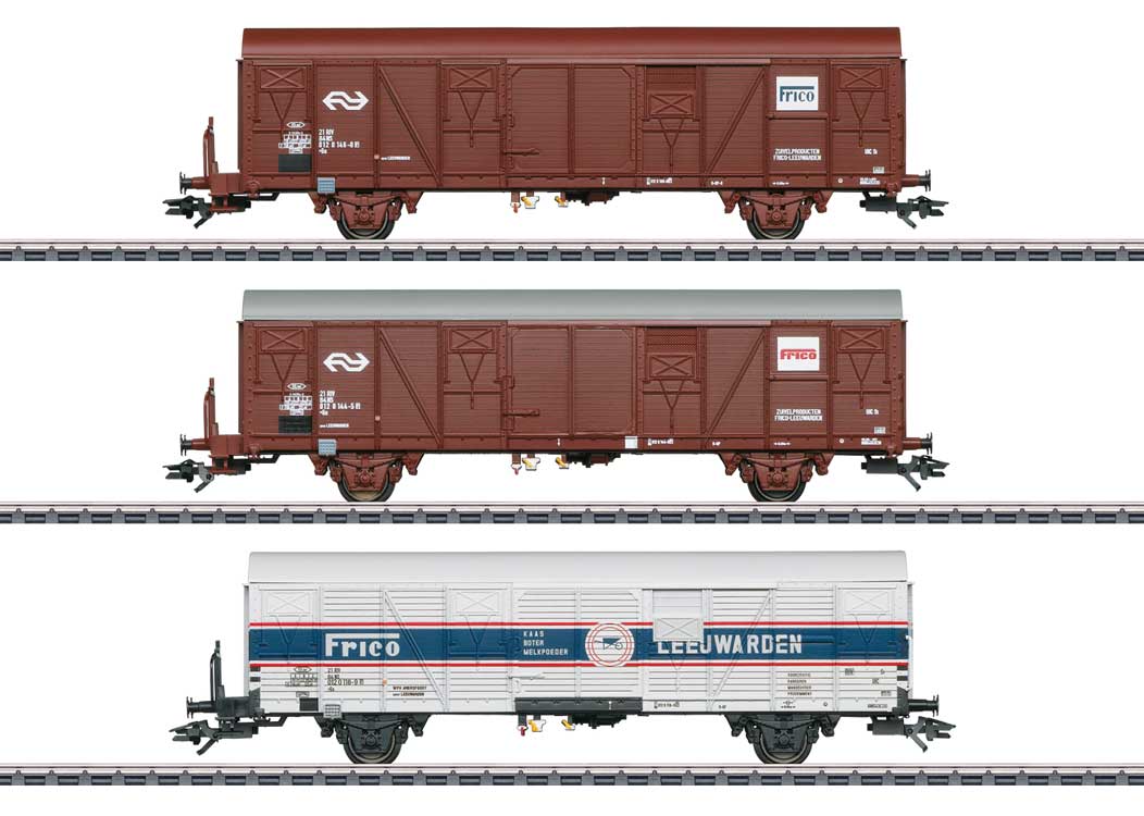 Type Gbs 14 m Reefer 3-Pack - 3-Rail - Ready to Run -- Frico (Era IV, white, blue red)-2