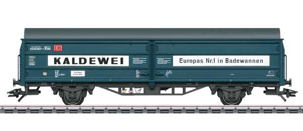 Type Hbils Sliding Wall Car - 3-Rail - Ready to Run -- German Railroad Inc. DBAG (Era VI 1996, blue, white, Kaldewei Ad)